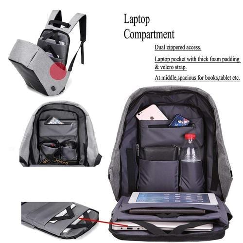 Laptop Bag كمبيوتر محمول وكابل شحن USB ومنفذ - حقيبة سفر مقاومة للماءبيع حقائب الظهر متعددت الجيوب حمل لاب توب حقيبة ظهر